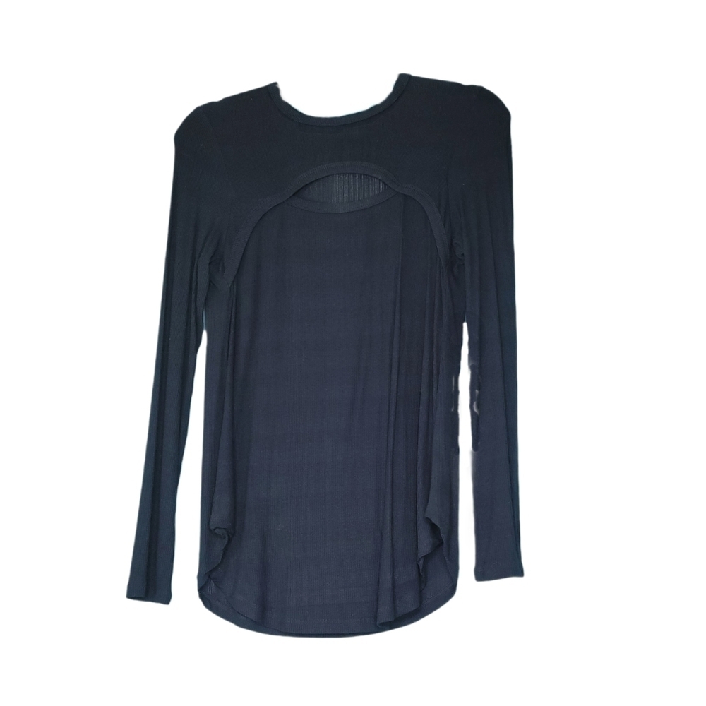 Essential Black Keyhole Knit Top Size Medium